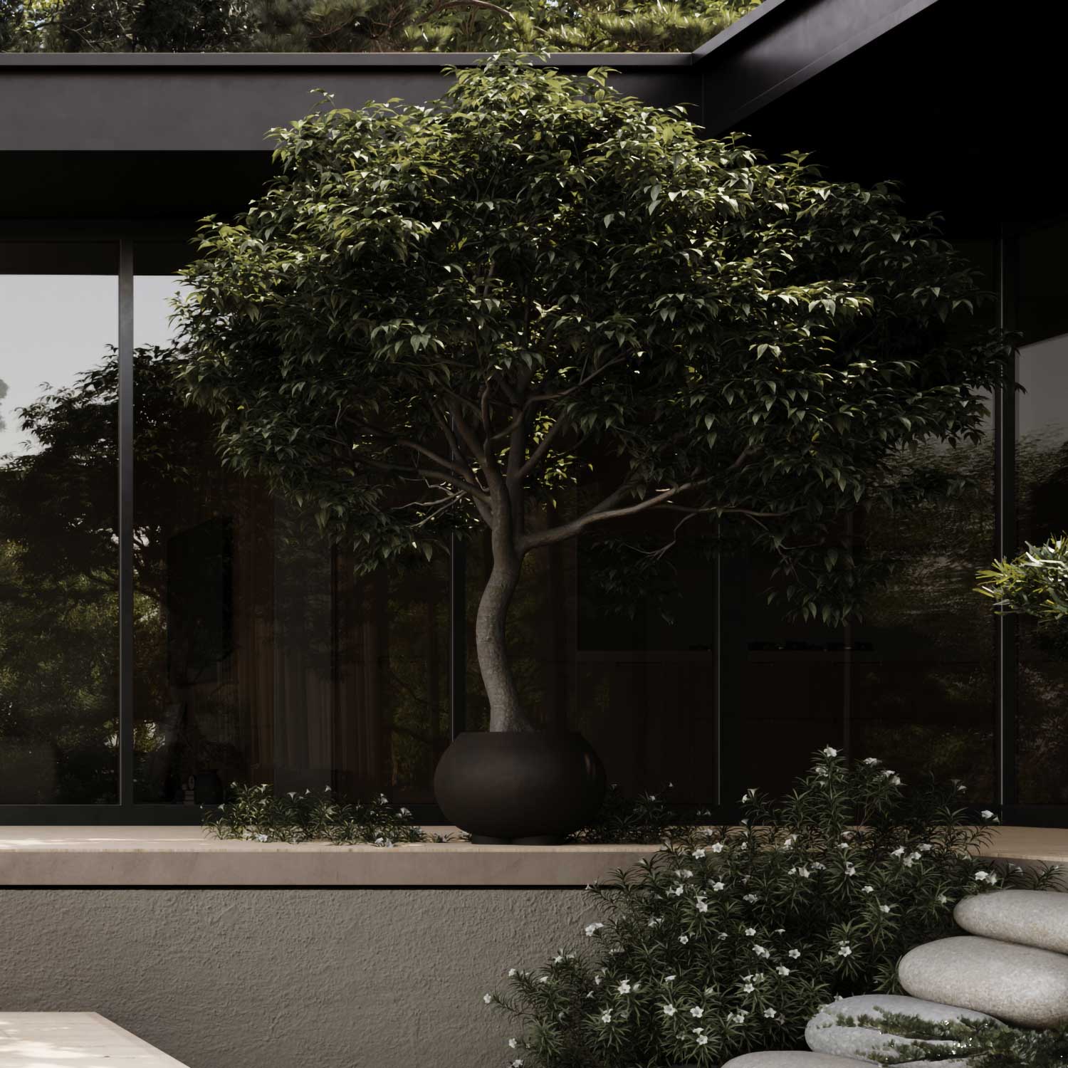 URCHIN - Grand pot de fleur design d'extérieur en béton fibré