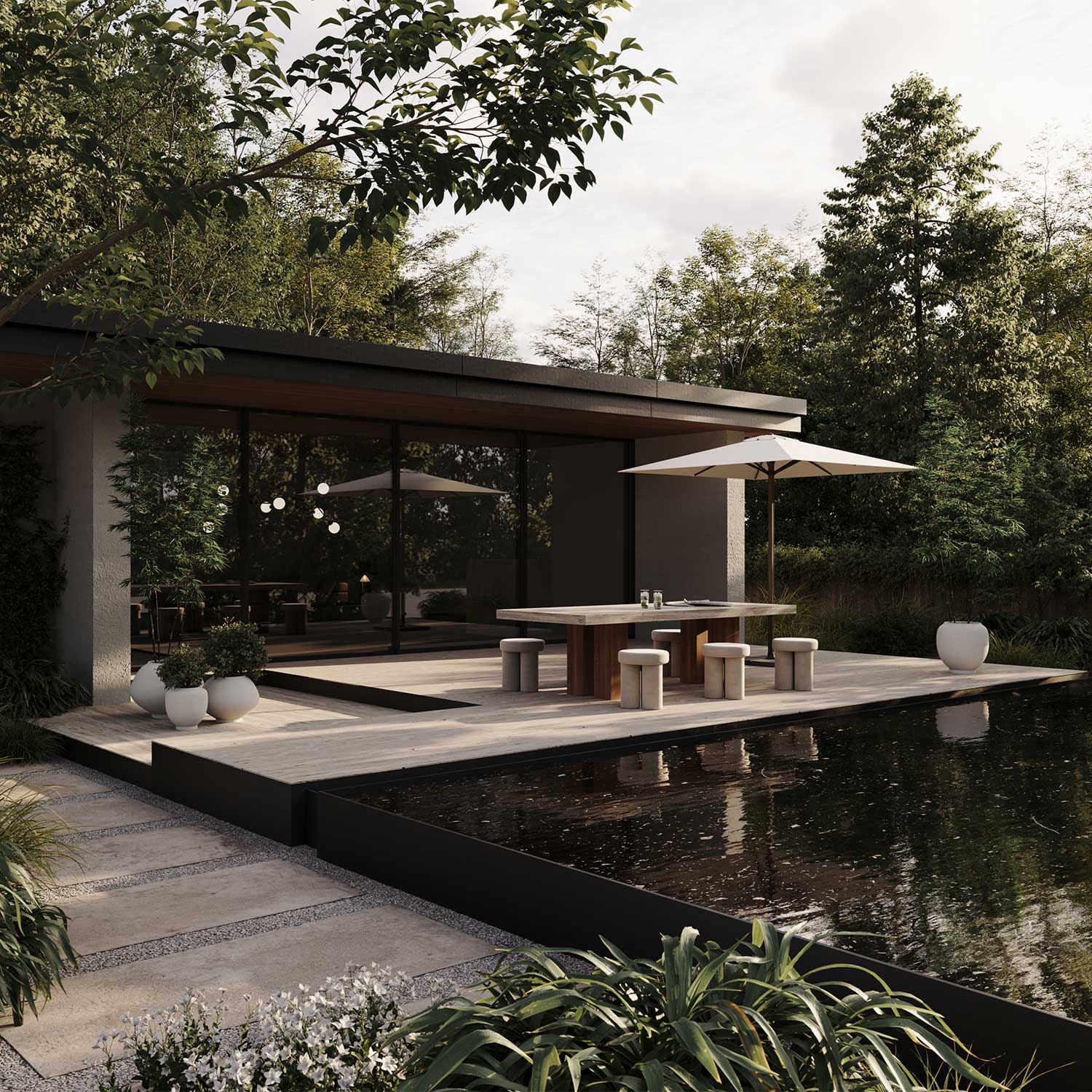 SUNAO - Grand pot de fleur extérieur design en béton fibré