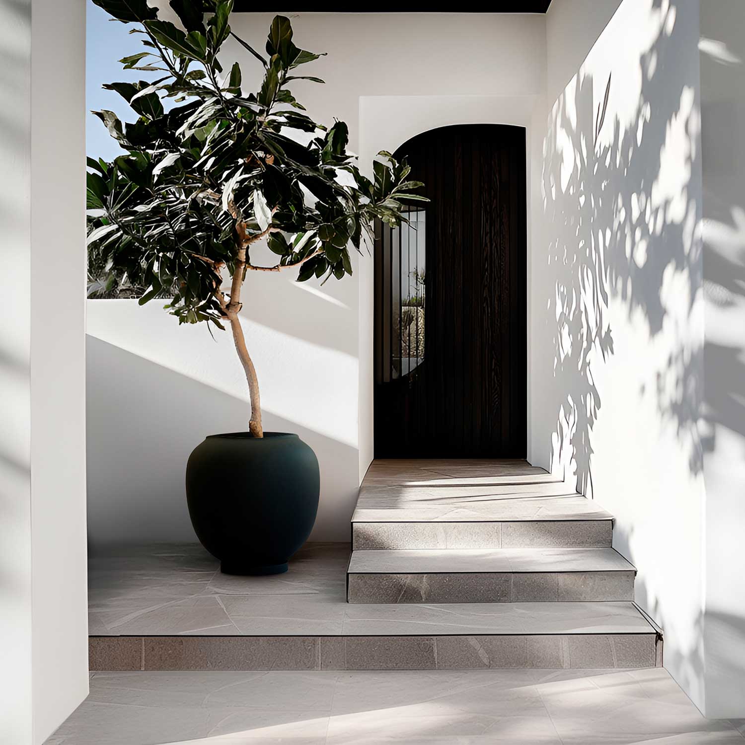 SUNAO - Grand pot de fleur extérieur design en béton fibré