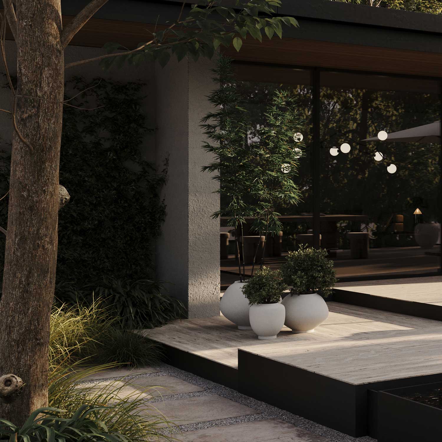 SUNAO - Pot de fleur exterieur grande taille en béton fibré