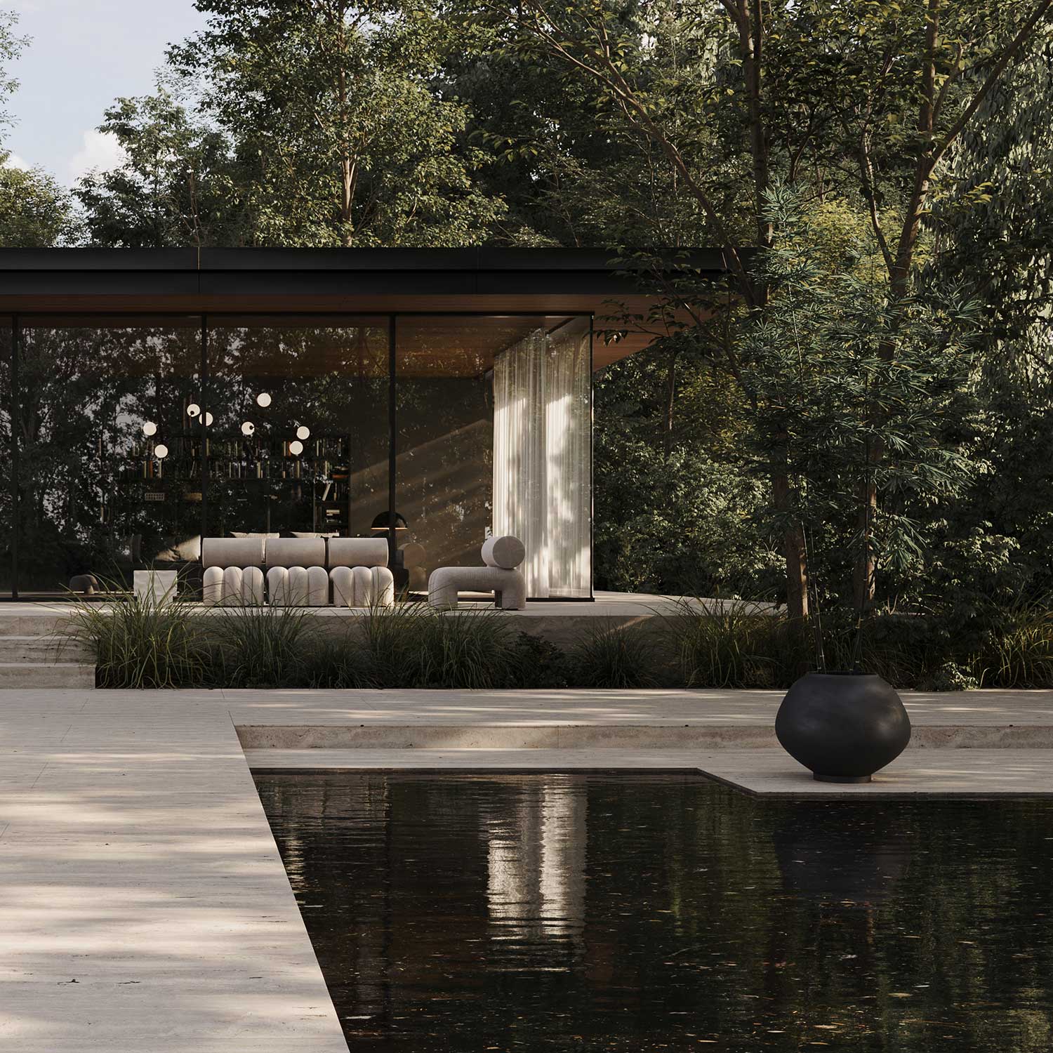 SUNAO - Pot de fleur exterieur grande taille en béton fibré