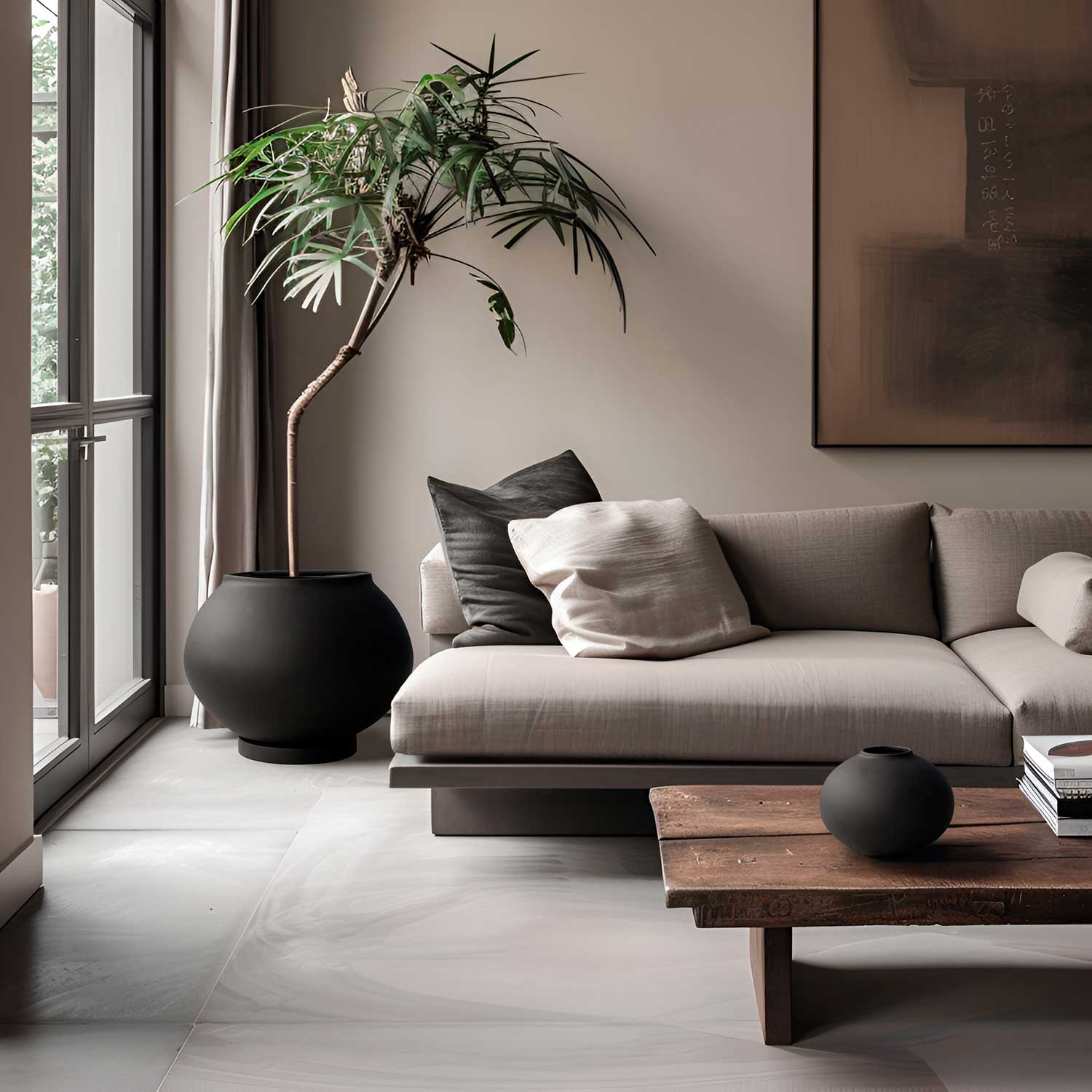 SUNAO - Pot de fleur exterieur grande taille en béton fibré