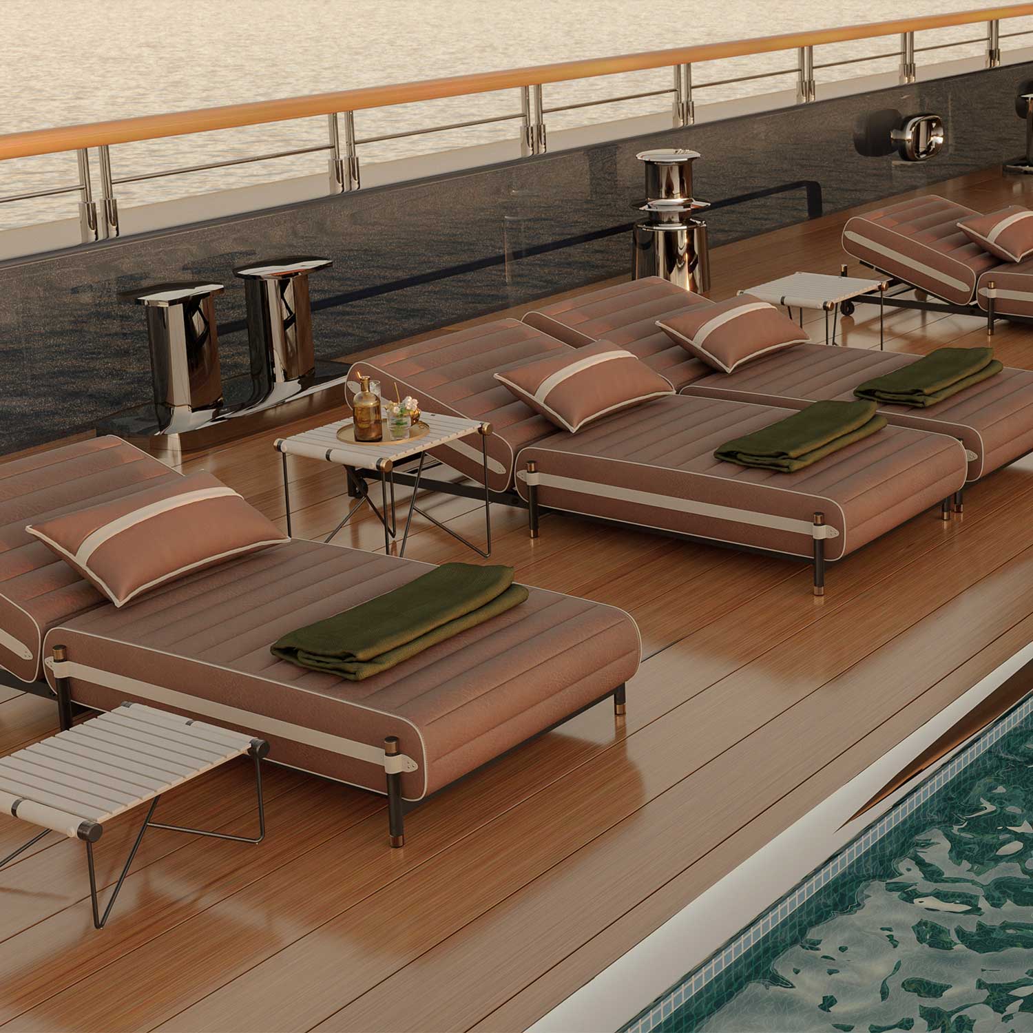 VOGUE Sunbed - Transat haut de gamme cuir ou tissu personnalisable