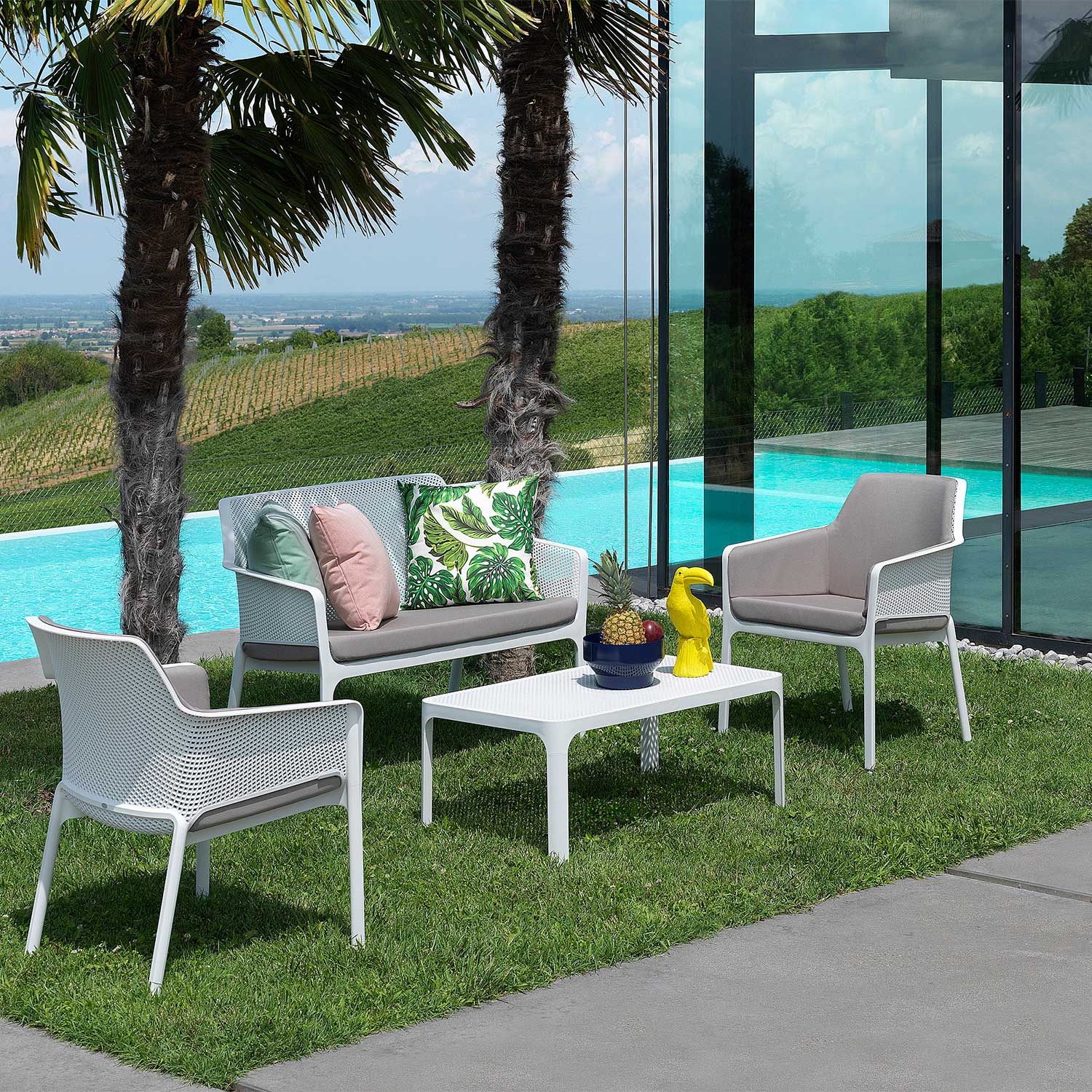 NET Table - Table basse d'extérieur rectangulaire en résine