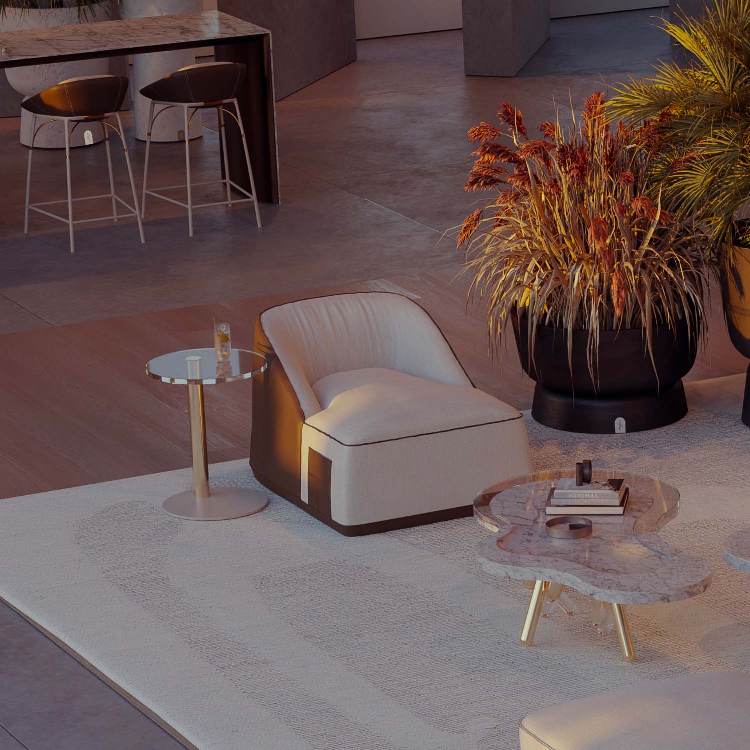 FLOW Armchair - Fauteuil d'extérieur en tissu ou cuir haut de gamme personnalisable