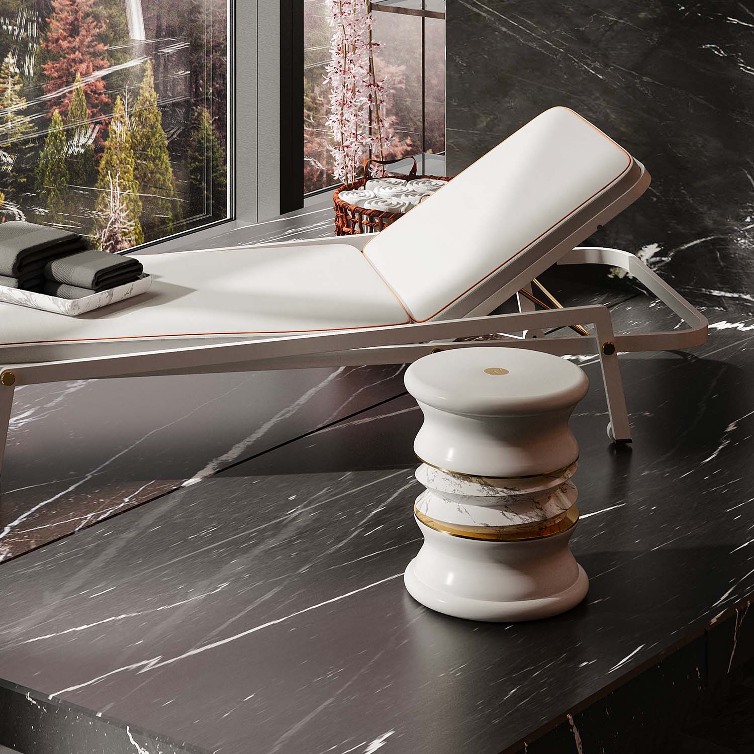 LONIAN Twist Stool - Tabouret d'extérieur haut de gamme personnalisable