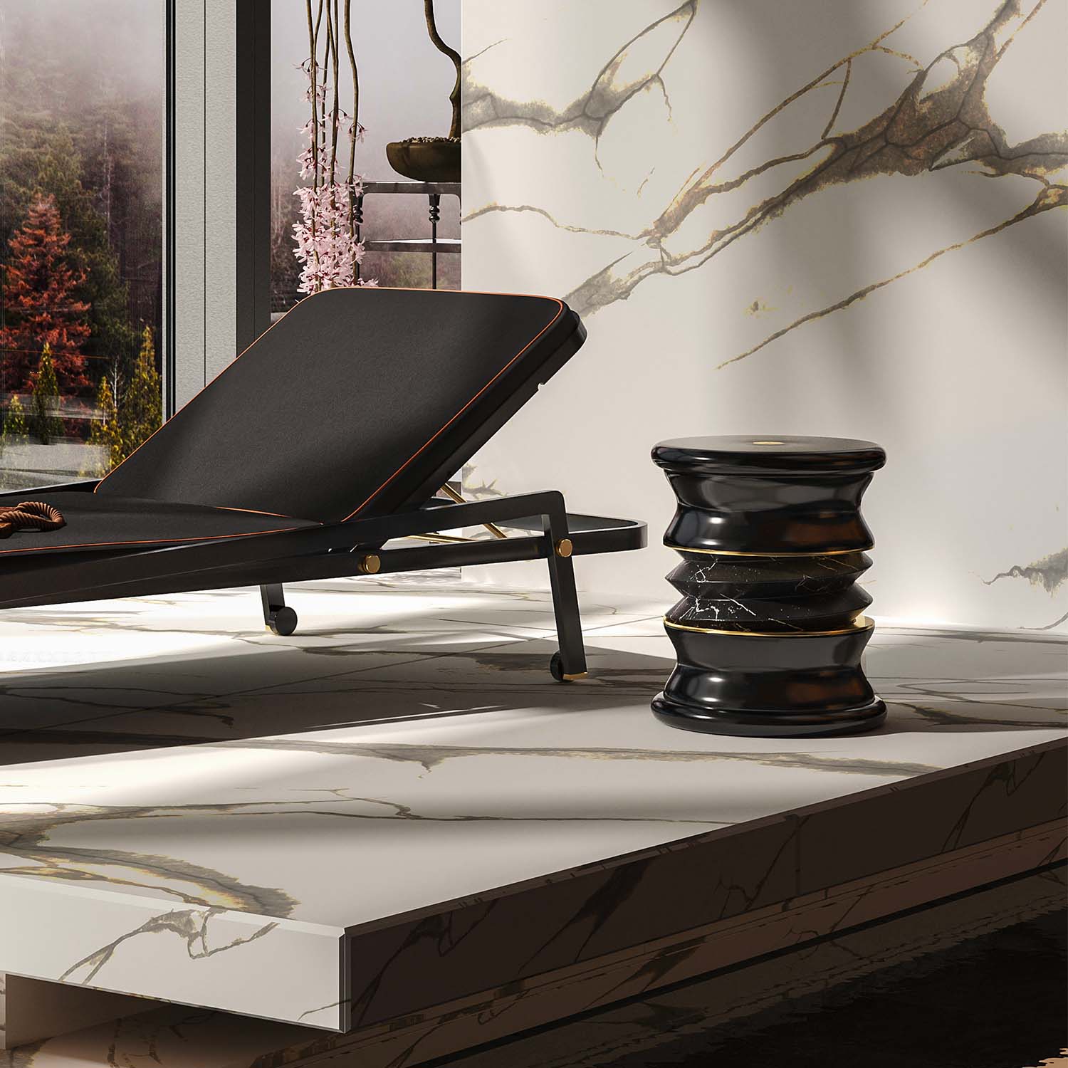 LONIAN Twist Stool - Tabouret d'extérieur haut de gamme personnalisable