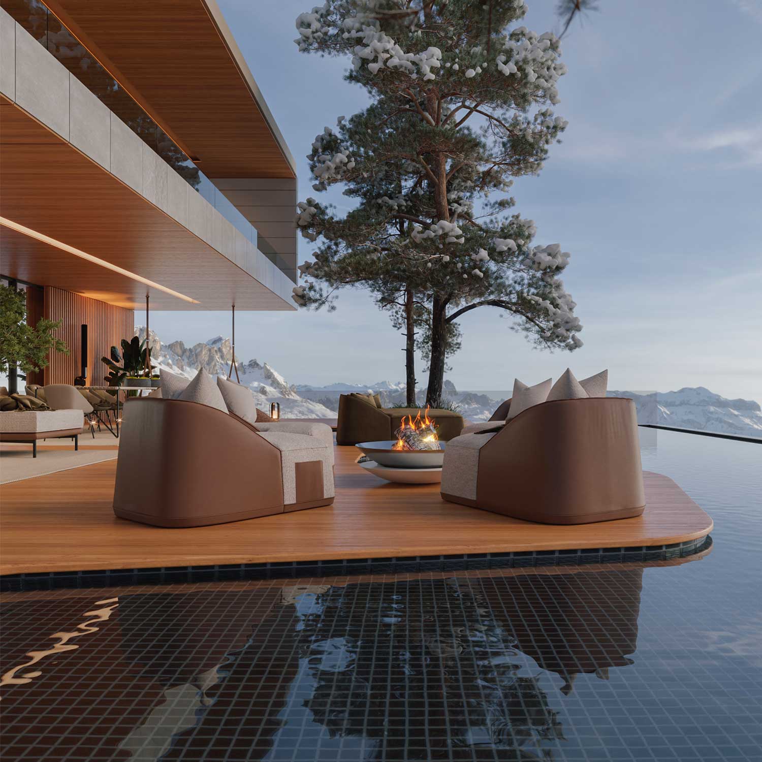 FLOW Armchair - Fauteuil d'extérieur en tissu ou cuir haut de gamme personnalisable