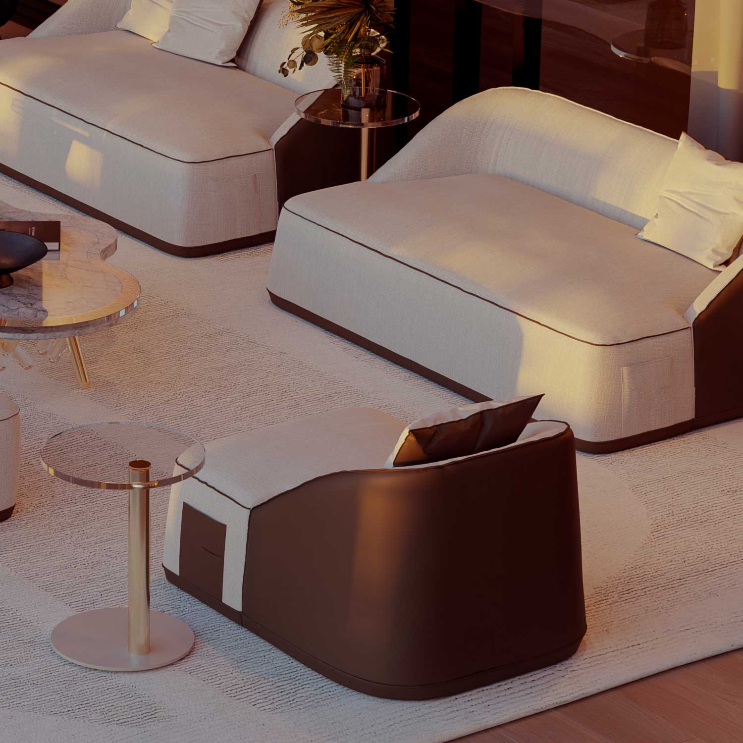 FLOW Armchair - Fauteuil d'extérieur en tissu ou cuir haut de gamme personnalisable