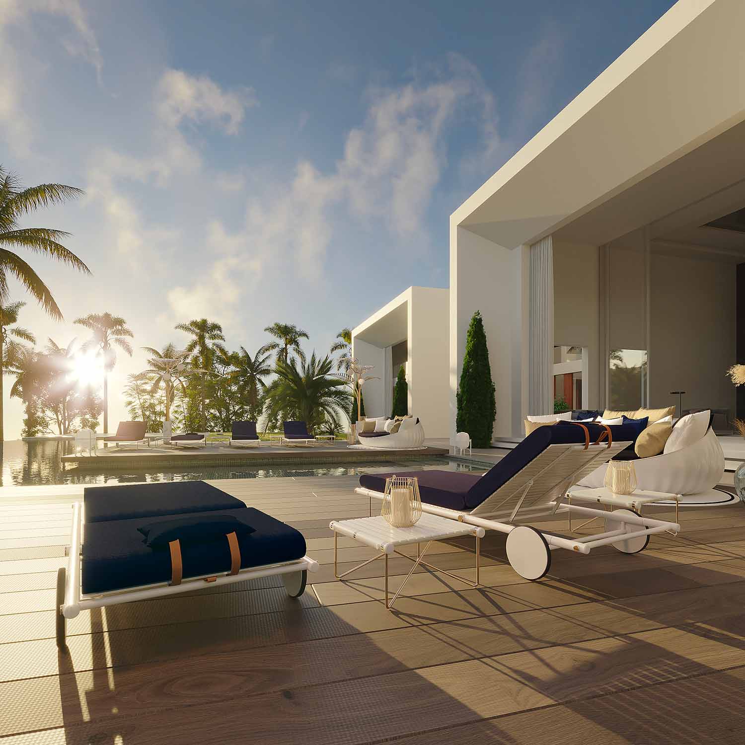 NOA Sunbed - Transat cuir ou tissu haut de gamme personnalisable