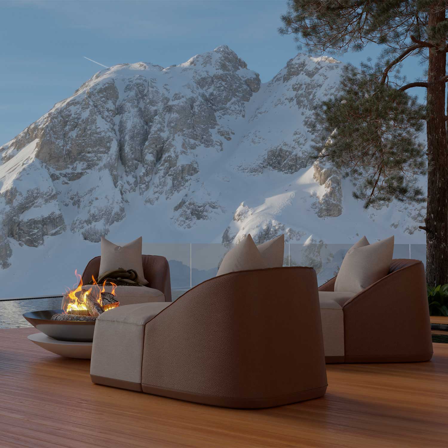 FLOW Armchair - Fauteuil d'extérieur en tissu ou cuir haut de gamme personnalisable