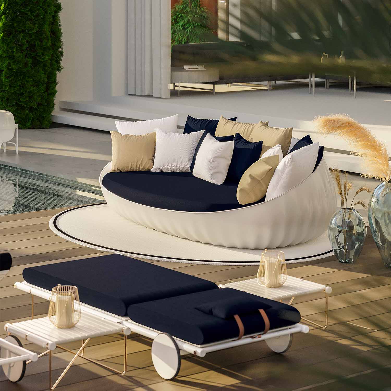 NOA Sunbed - Transat cuir ou tissu haut de gamme personnalisable