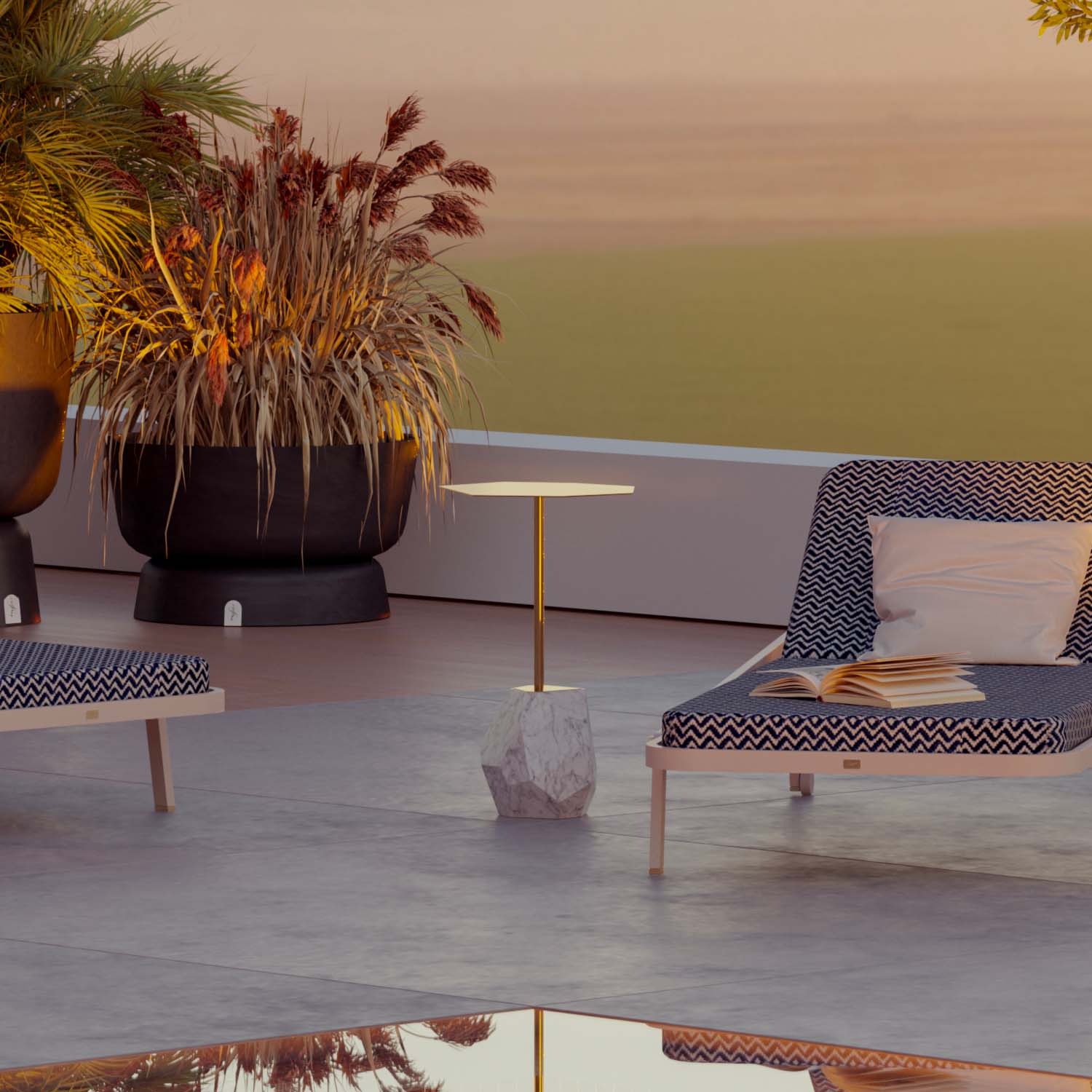 REM Side Table - Table d'appoint d'extérieur en marbre haut de gamme