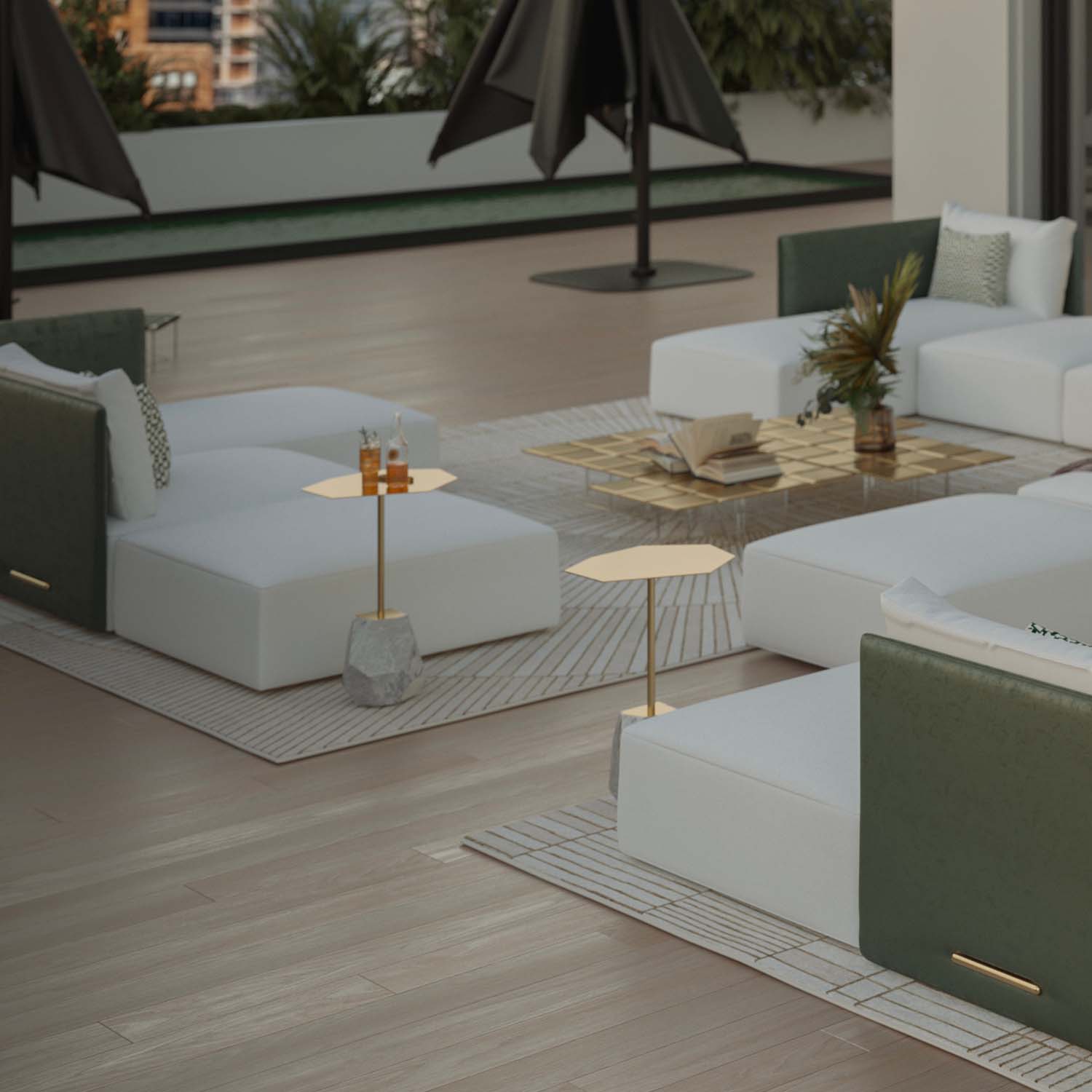 REM Side Table - Table d'appoint d'extérieur en marbre haut de gamme