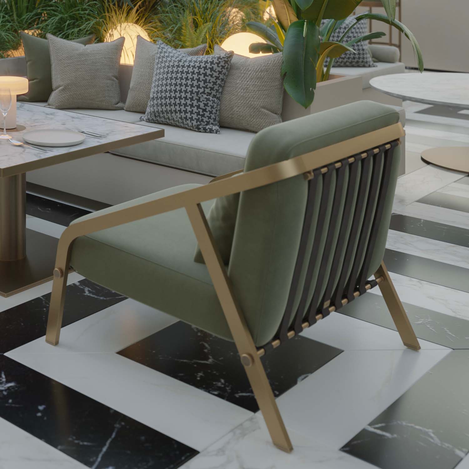 RIBBON Lounge Armchair - Fauteuil d'extérieur haut de gamme personnalisable