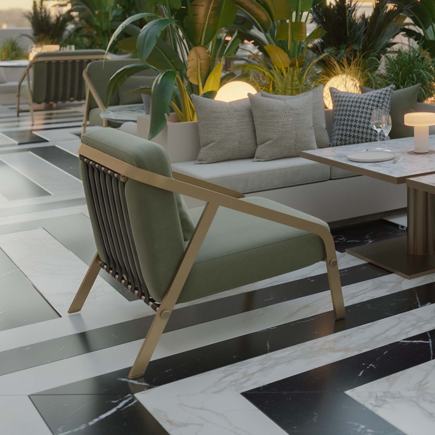 RIBBON Lounge Armchair - Fauteuil d'extérieur haut de gamme personnalisable