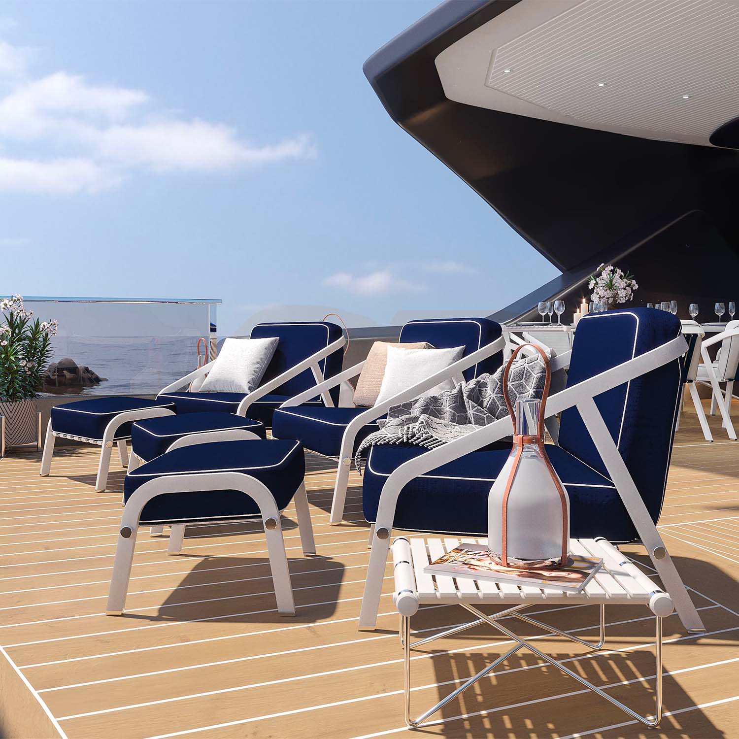 RIBBON footstool - Repose-pied d'extérieur haut de gamme personnalisable