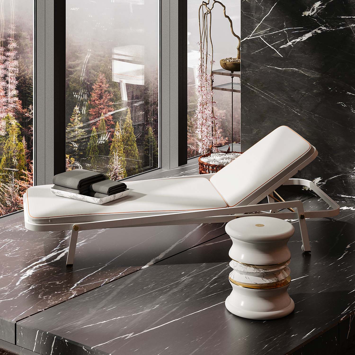 RIBBON Sunbed - Transat en cuir ou tissu haut de gamme personnalisable