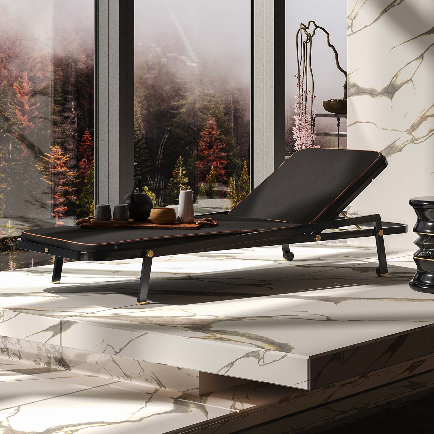 RIBBON Sunbed - Transat en cuir ou tissu haut de gamme personnalisable