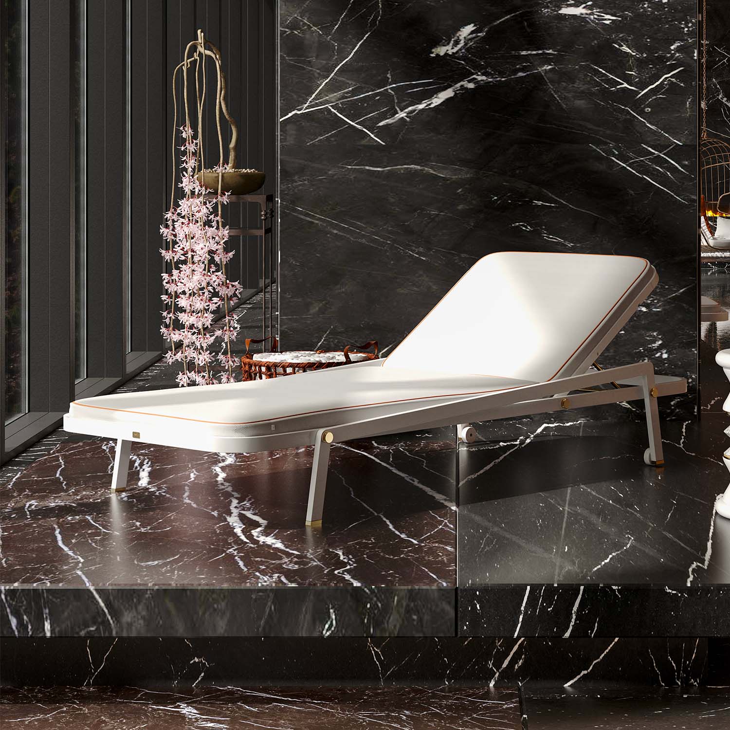 RIBBON Sunbed - Transat en cuir ou tissu haut de gamme personnalisable