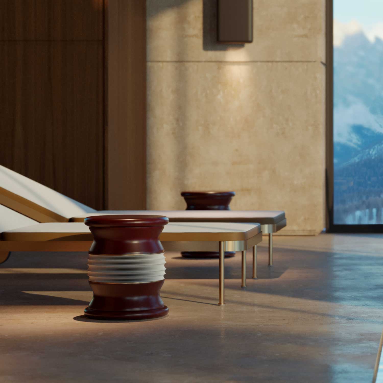 LONIAN Tourbillon Stool - Tabouret d'extérieur luxe personnalisable