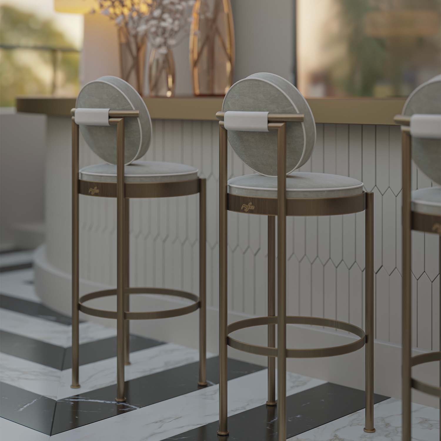 TRACE Bar Chair - Tabouret de bar d'extérieur avec dossier haut de gamme