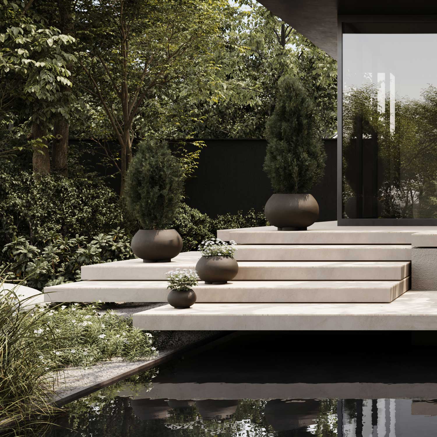 URCHIN - Grand pot de fleur design d'extérieur en béton fibré