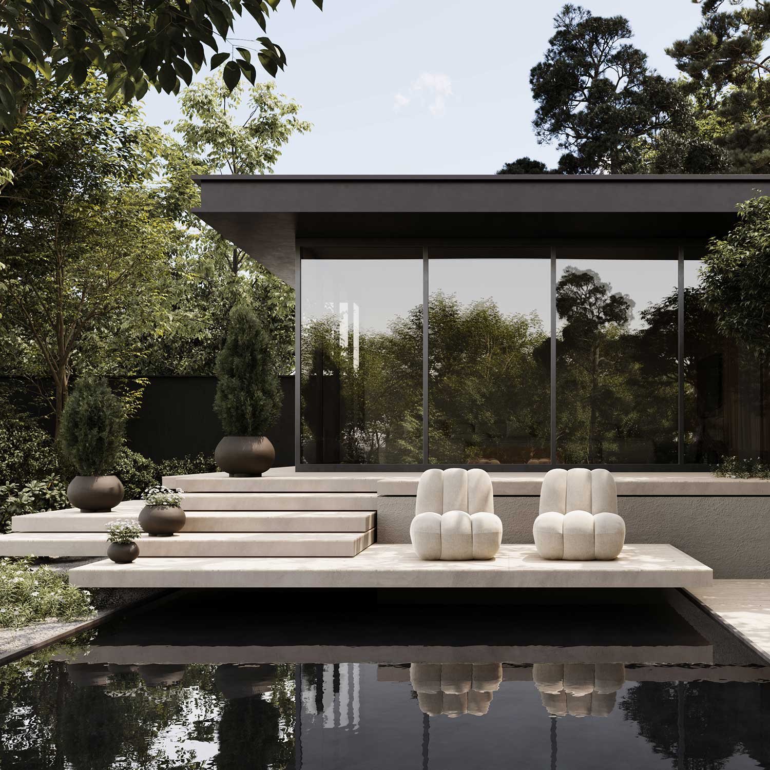 URCHIN - Grand pot de fleur design d'extérieur en béton fibré