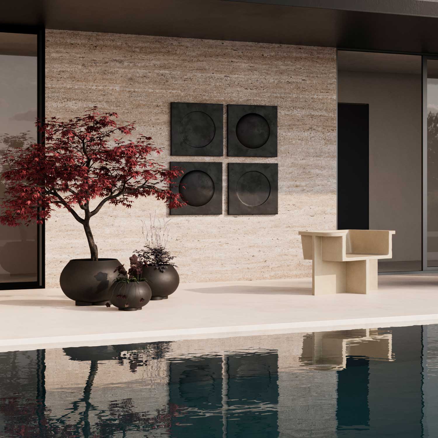 URCHIN - Grand pot de fleur design d'extérieur en béton fibré