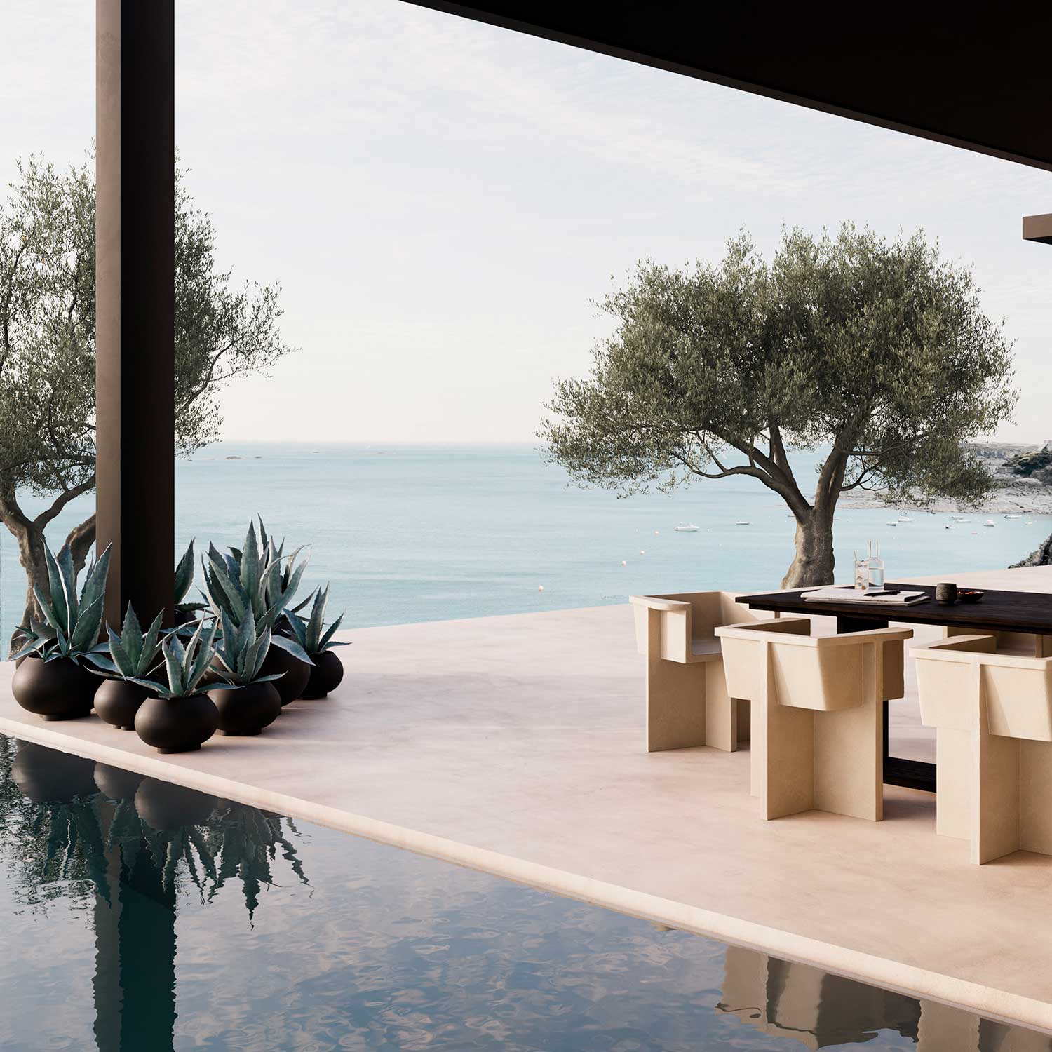 URCHIN - Grand pot de fleur design d'extérieur en béton fibré