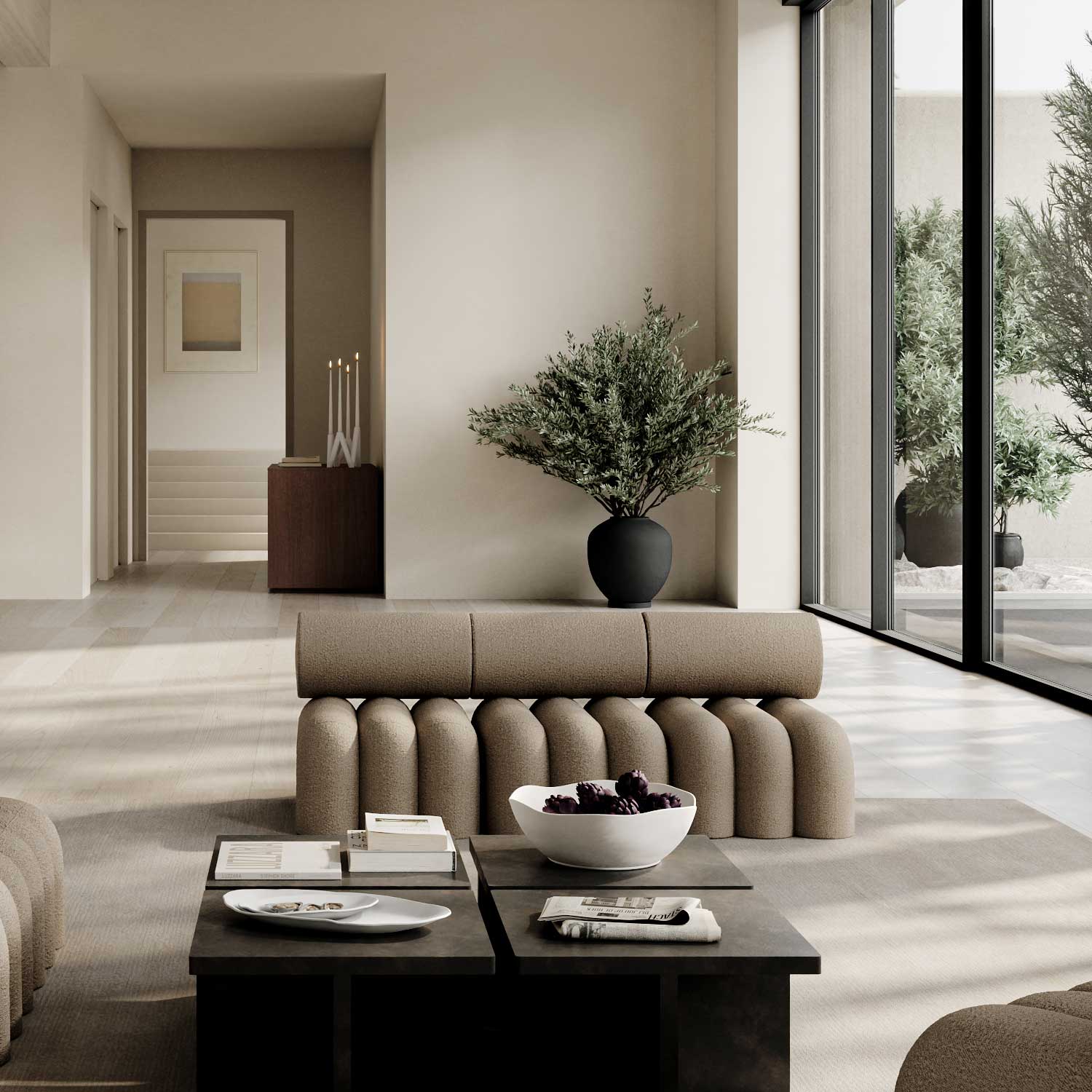 SUNAO - Vase exterieur design en béton fibré