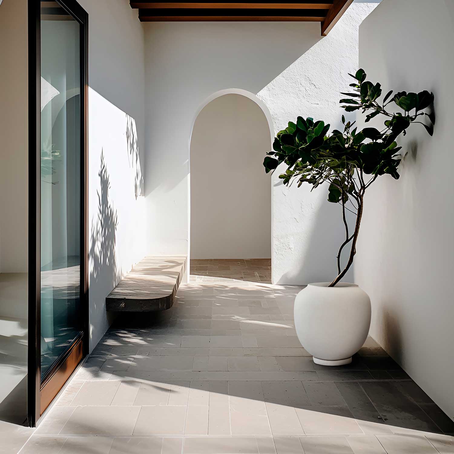 SUNAO - Grand pot de fleur extérieur design en béton fibré