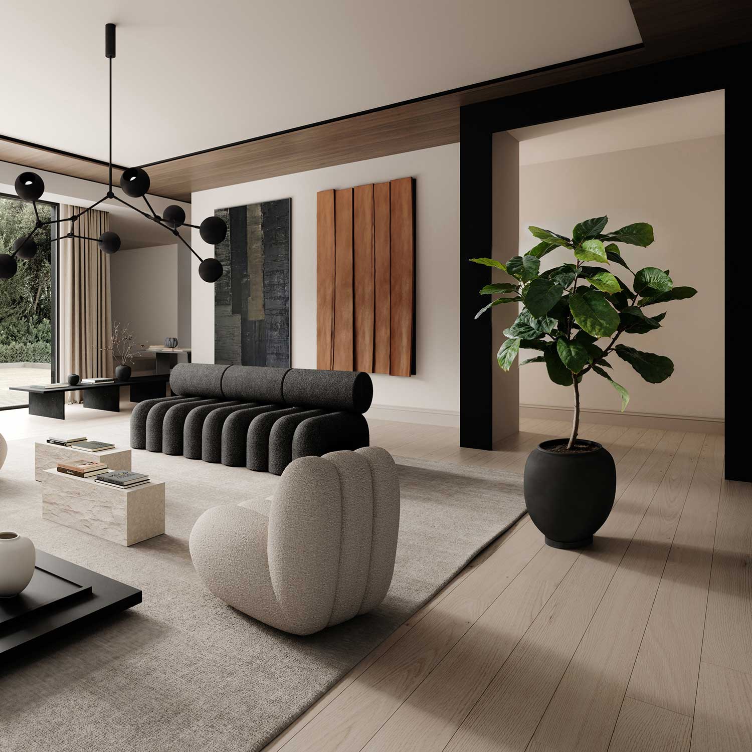 SUNAO - Grand pot de fleur extérieur design en béton fibré