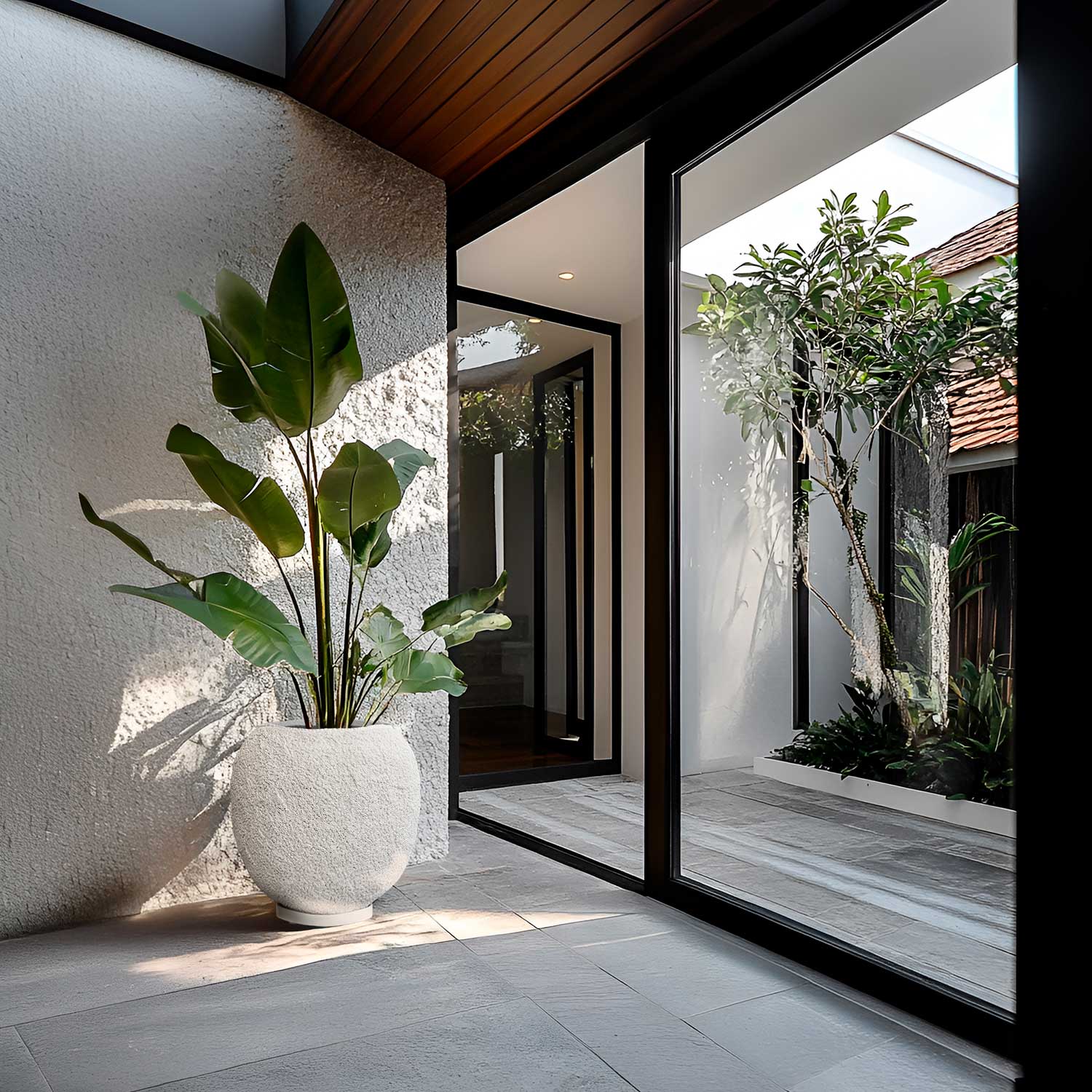 SUNAO - Grand pot de fleur extérieur design en béton fibré