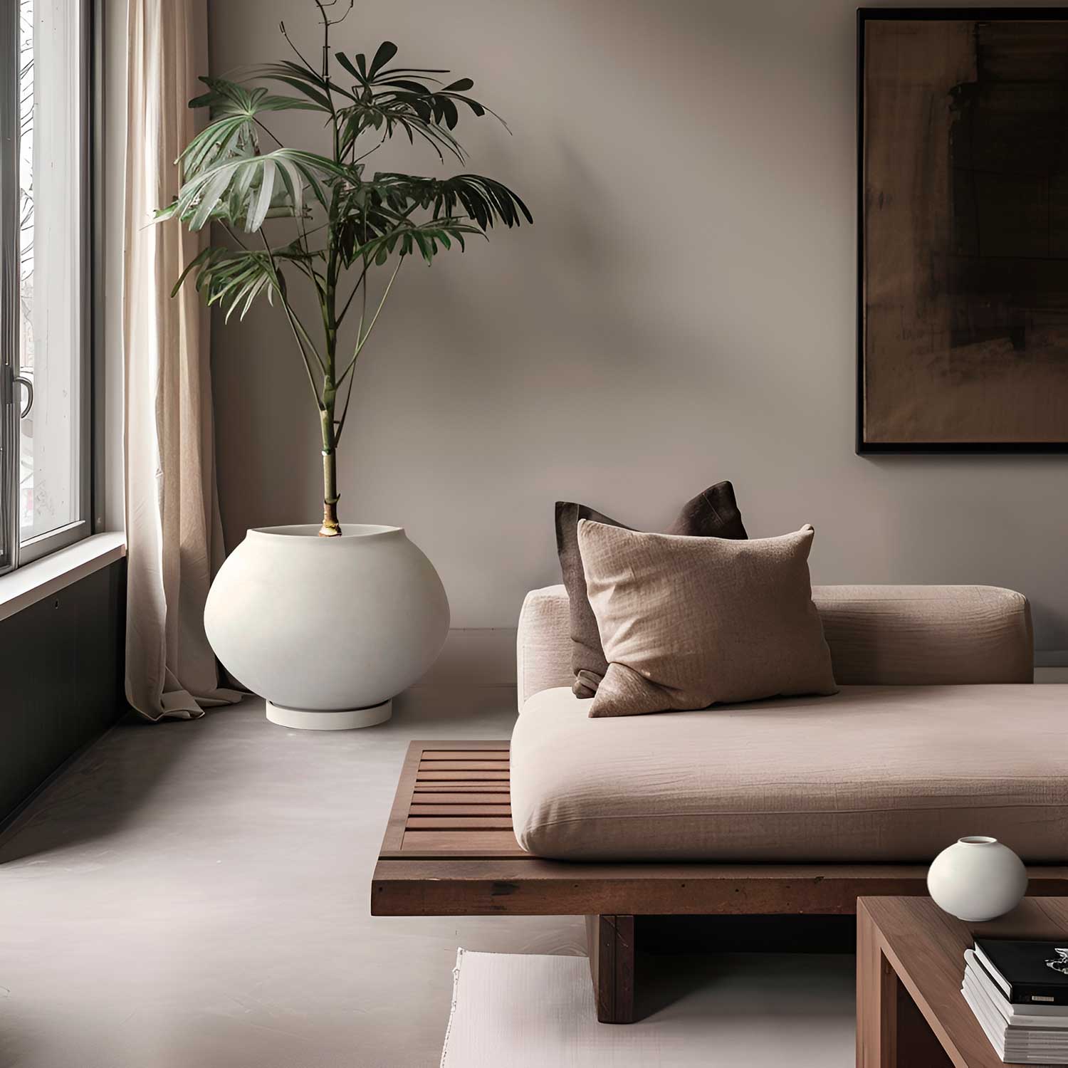 SUNAO - Pot de fleur exterieur grande taille en béton fibré