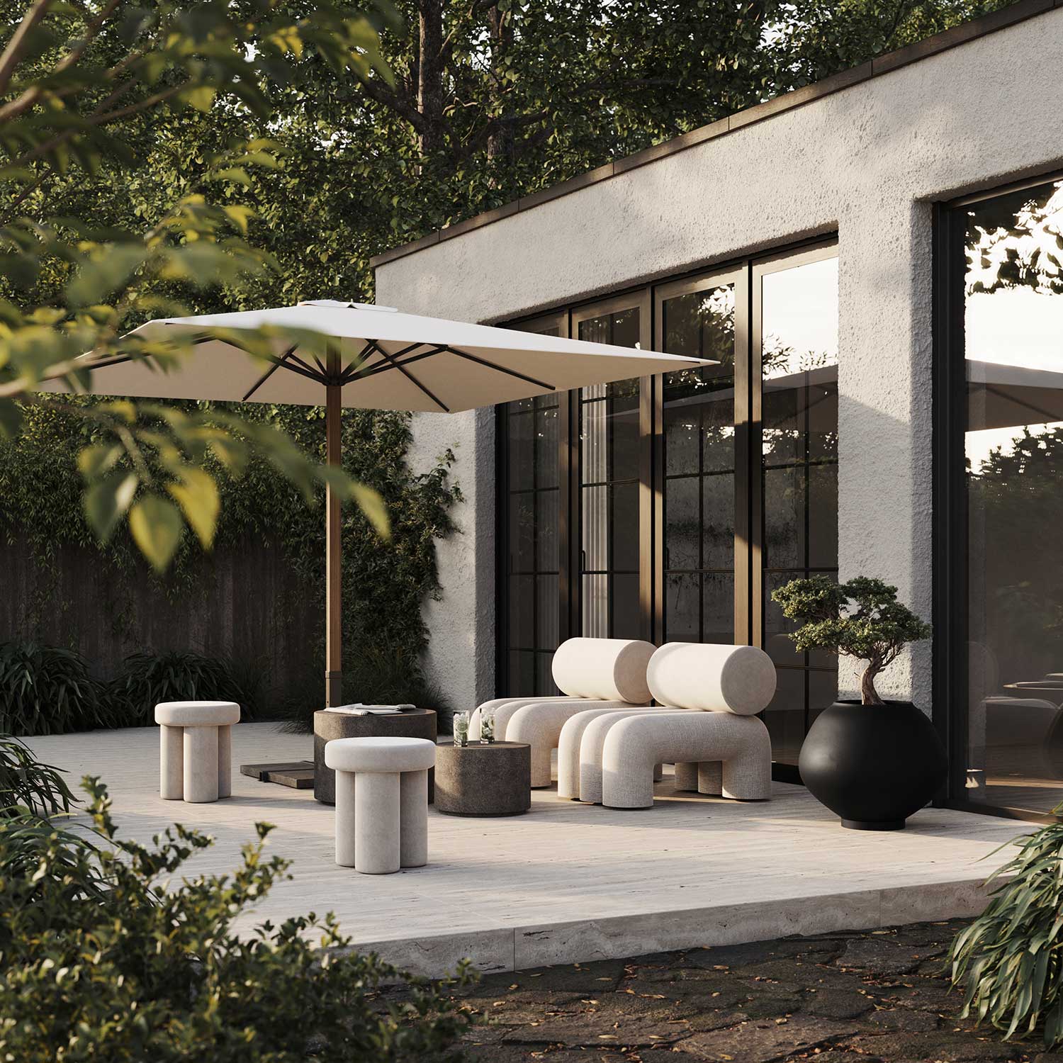 SUNAO - Pot de fleur exterieur grande taille en béton fibré