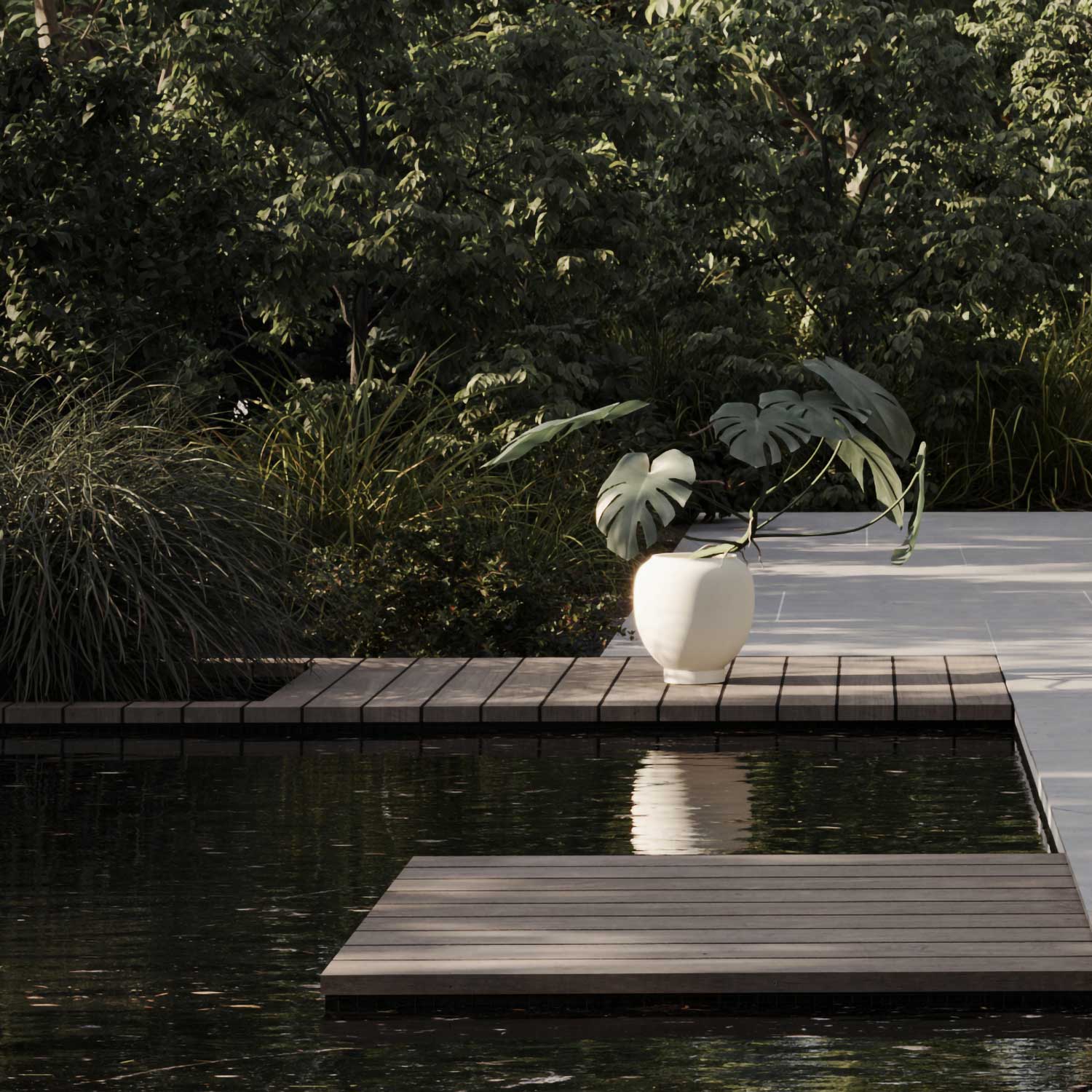 SUNAO - Grand pot de fleur extérieur design en béton fibré