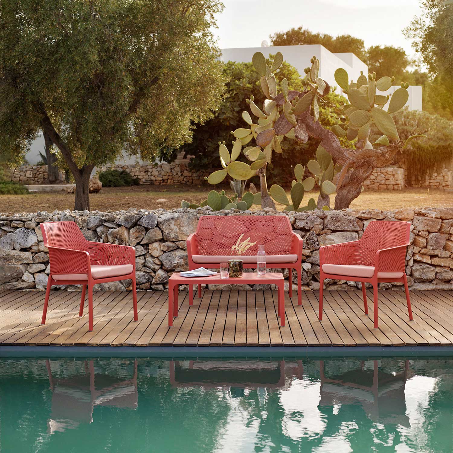 NET Table - Table basse d'extérieur rectangulaire en résine