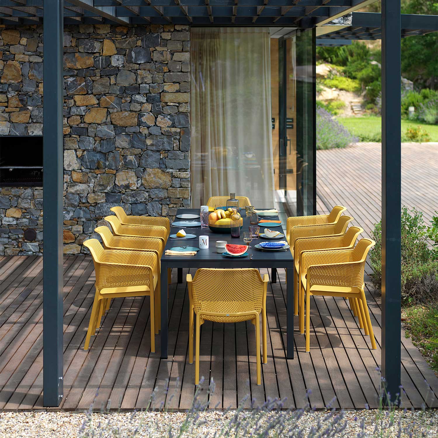 RIO - Table à manger en alu extensible pour 8 à 10 personnes