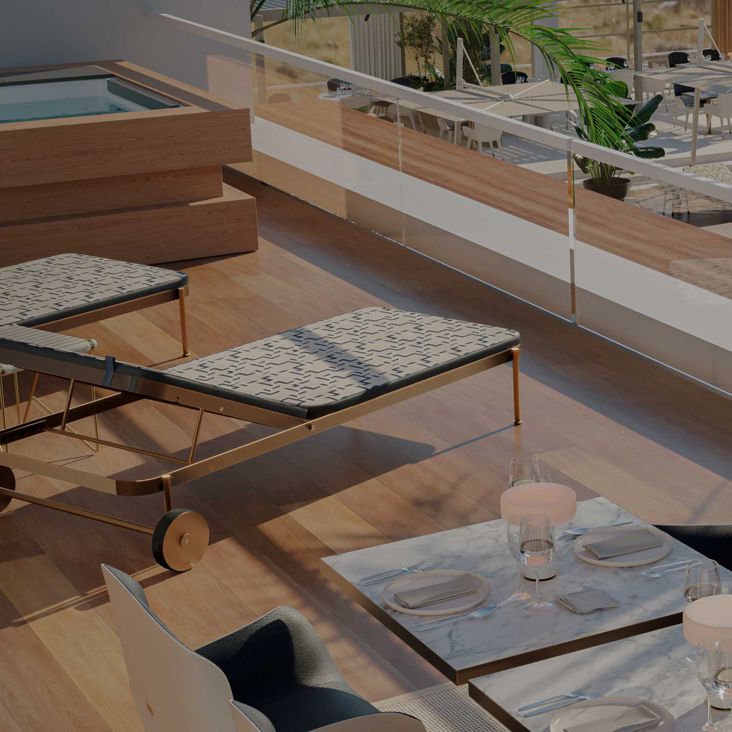 TRACE Sunbed - Customizable high-end leather or fabric deckchair