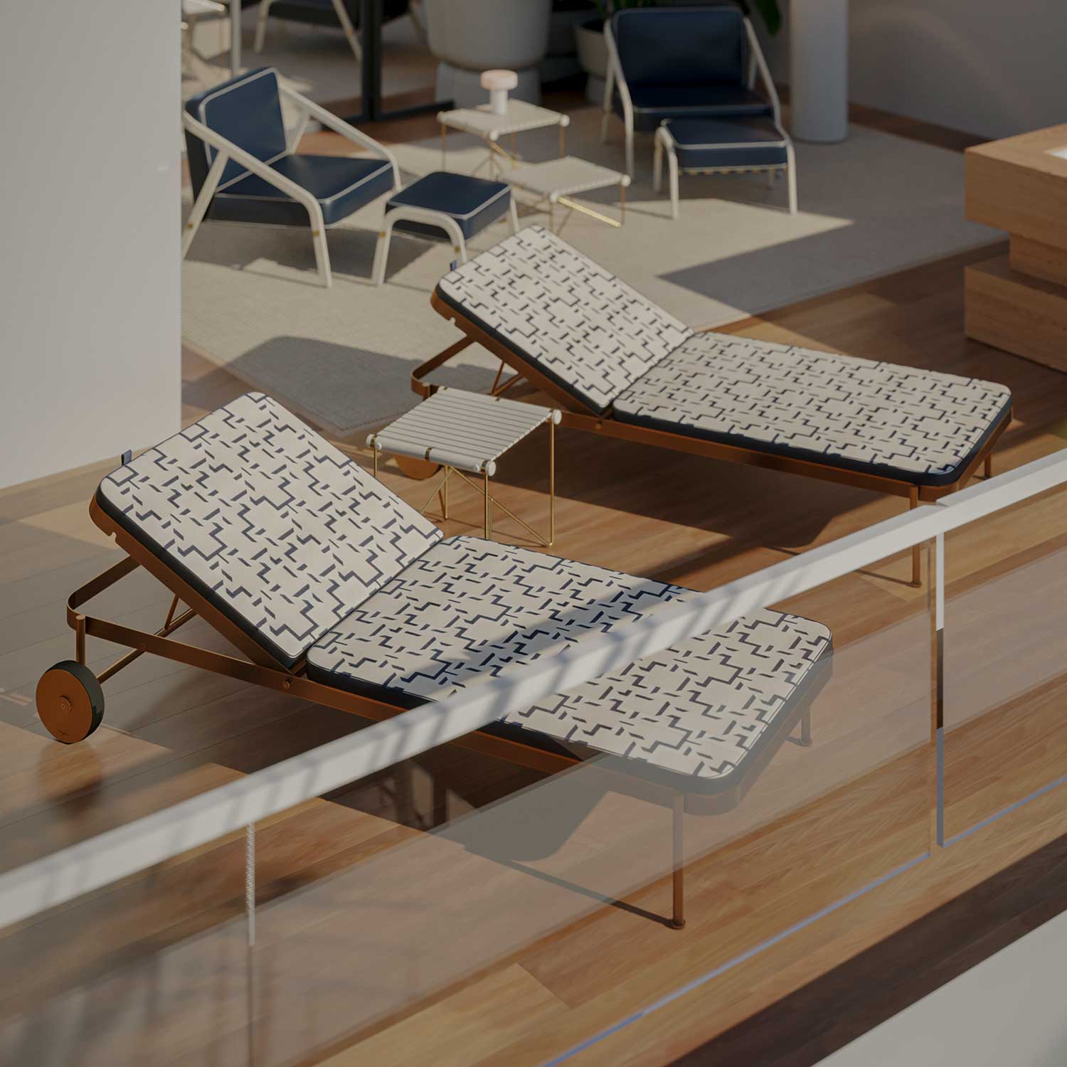 TRACE Sunbed - Transat en cuir ou tissu haut de gamme personnalisable