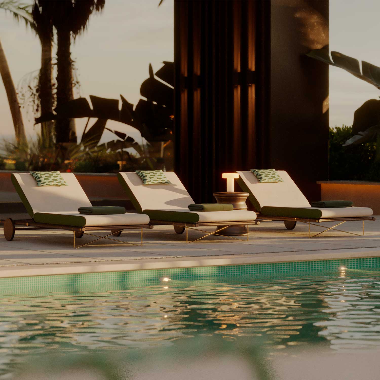 NOA Sunbed - Customizable high-end leather or fabric deckchair