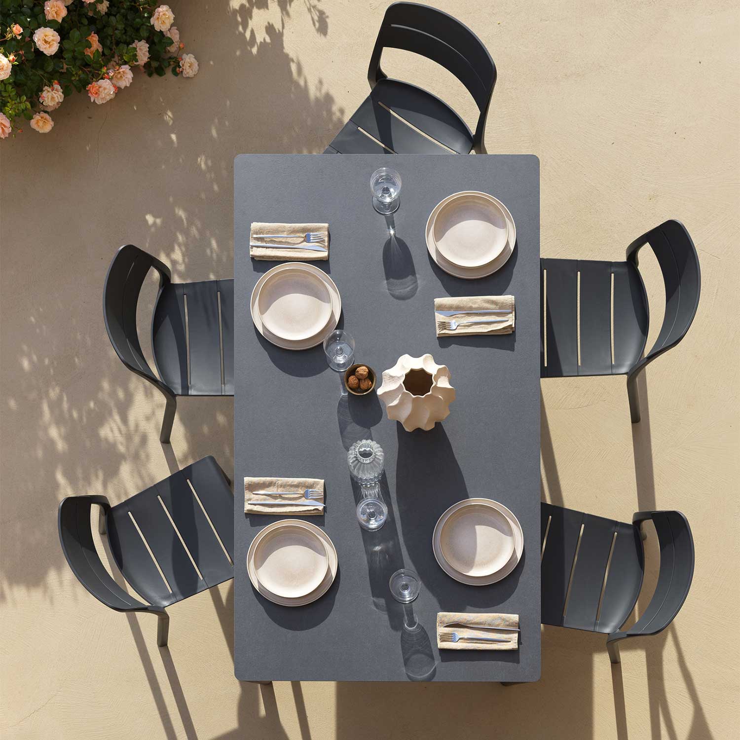 PIAVE - Table à manger extérieur avec plateau stratifié