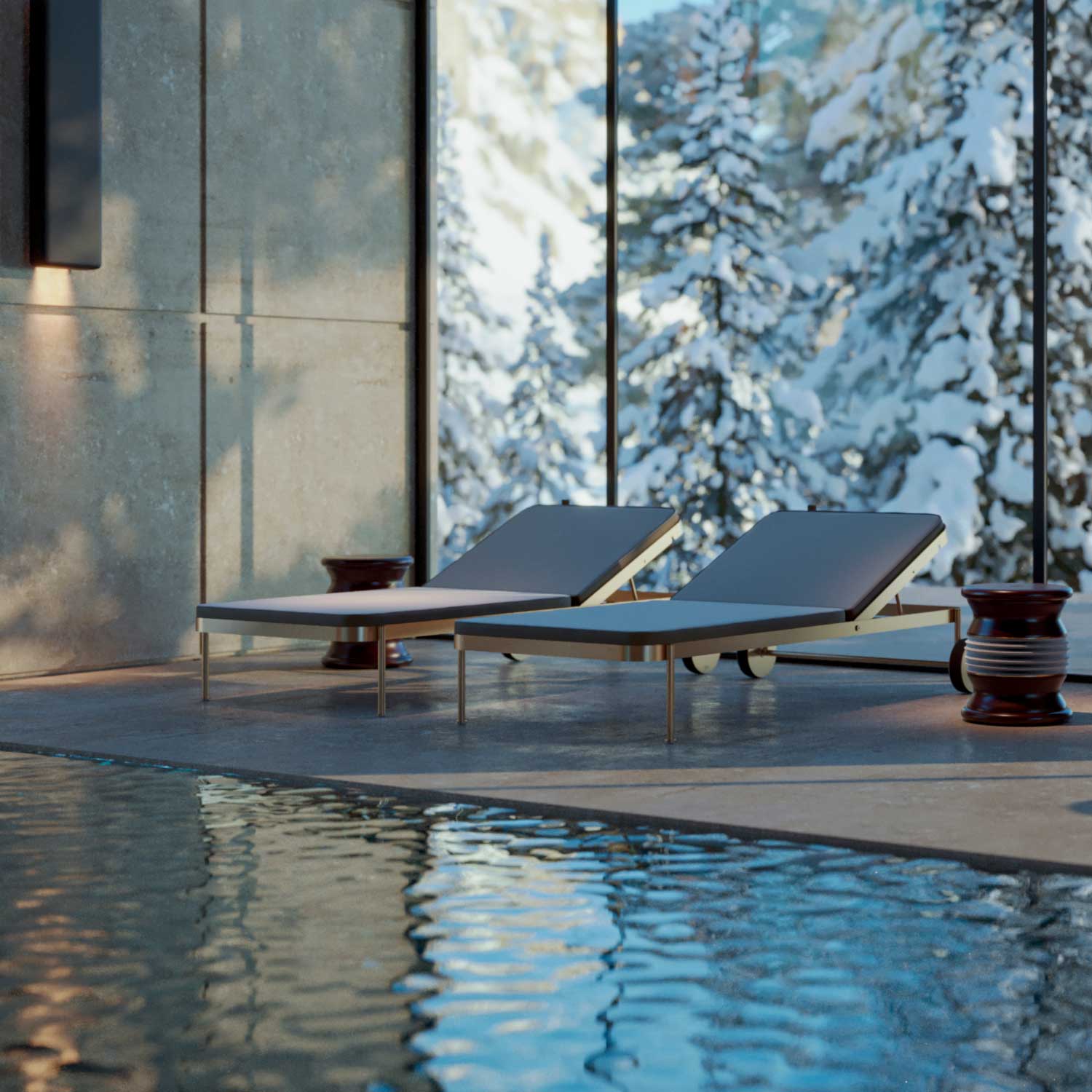 TRACE Sunbed - Customizable high-end leather or fabric deckchair